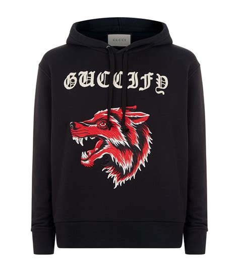 gucci black wolf hoodie